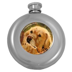 Golden Retriever Hip Flask (round) by LabsandRetrievers