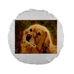 Golden Retriever 15  Premium Flano Round Cushion  by LabsandRetrievers