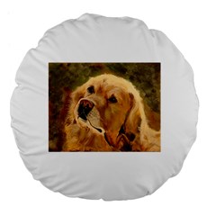 Golden Retriever 18  Premium Flano Round Cushion  by LabsandRetrievers