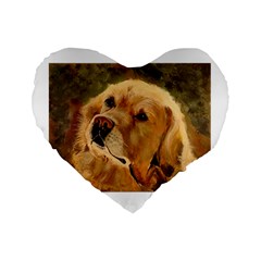 Golden Retriever 16  Premium Flano Heart Shape Cushion 