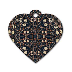 Victorian Style Grunge Pattern Dog Tag Heart (one Sided) 