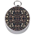 Victorian Style Grunge Pattern Silver Compass Front