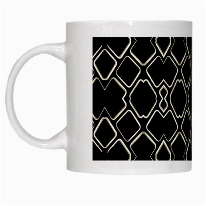 Geometric Abstract Pattern Futuristic Design  White Coffee Mug