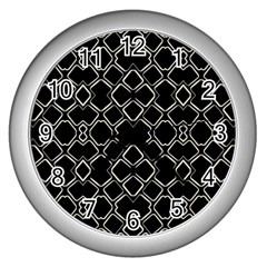 Geometric Abstract Pattern Futuristic Design  Wall Clock (silver) by dflcprints