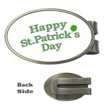 Happy St Patricks Text With Clover Graphic Money Clip (Oval) Front