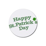 Happy St Patricks Text With Clover Graphic Drink Coaster (Round) Front