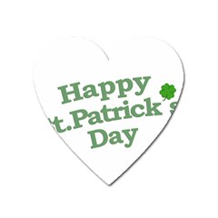 Happy St Patricks Text With Clover Graphic Magnet (heart) by dflcprints