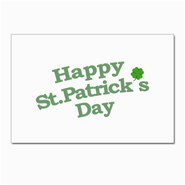 Happy St Patricks Text With Clover Graphic Postcards 5  x 7  (10 Pack)