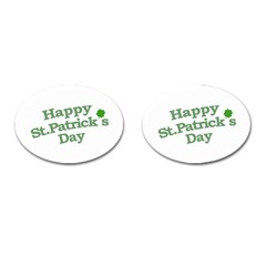 Happy St Patricks Text With Clover Graphic Cufflinks (oval)