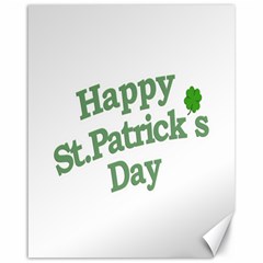 Happy St Patricks Text With Clover Graphic Canvas 16  X 20  (unframed) by dflcprints