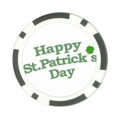 Happy St Patricks Text With Clover Graphic Poker Chip by dflcprints