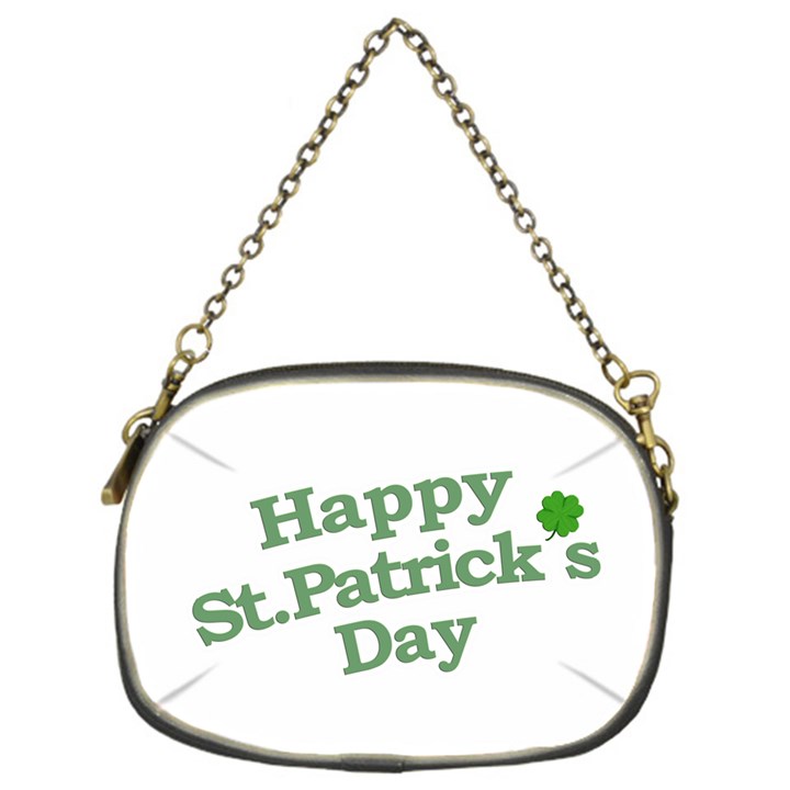 Happy St Patricks Text With Clover Graphic Chain Purse (One Side)