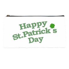 Happy St Patricks Text With Clover Graphic Pencil Case by dflcprints