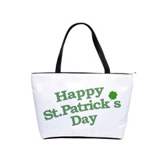 Happy St Patricks Text With Clover Graphic Large Shoulder Bag by dflcprints