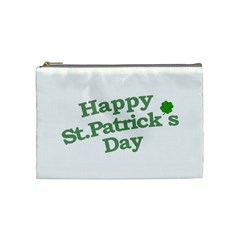 Happy St Patricks Text With Clover Graphic Cosmetic Bag (medium) by dflcprints