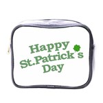 Happy St Patricks Text With Clover Graphic Mini Travel Toiletry Bag (One Side) Front