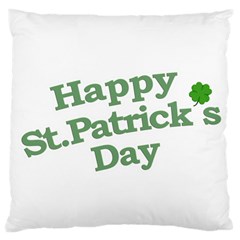 Happy St Patricks Text With Clover Graphic Large Cushion Case (single Sided) 