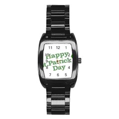 Happy St Patricks Text With Clover Graphic Stainless Steel Barrel Watch by dflcprints