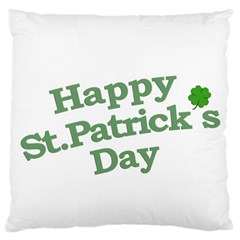 Happy St Patricks Text With Clover Graphic Large Flano Cushion Case (one Side) by dflcprints