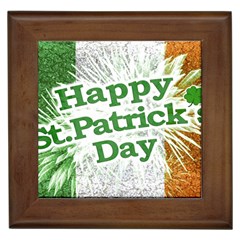 Happy St  Patricks Day Grunge Style Design Framed Ceramic Tile