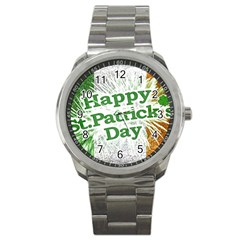 Happy St  Patricks Day Grunge Style Design Sport Metal Watch by dflcprints