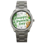 Happy St. Patricks Day Grunge Style Design Sport Metal Watch Front