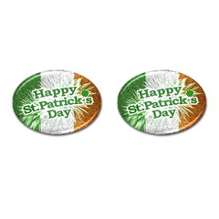 Happy St  Patricks Day Grunge Style Design Cufflinks (oval) by dflcprints