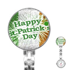 Happy St  Patricks Day Grunge Style Design Stainless Steel Nurses Watch by dflcprints