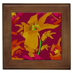 Tropical Hawaiian Style Lilies Collage Framed Ceramic Tile by dflcprints