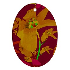 Tropical Hawaiian Style Lilies Collage Oval Ornament by dflcprints