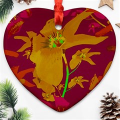 Tropical Hawaiian Style Lilies Collage Heart Ornament by dflcprints