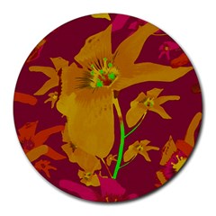 Tropical Hawaiian Style Lilies Collage 8  Mouse Pad (round) by dflcprints