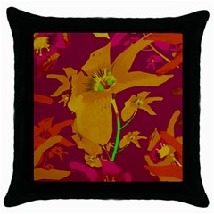 Tropical Hawaiian Style Lilies Collage Black Throw Pillow Case by dflcprints