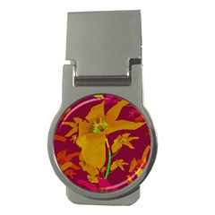 Tropical Hawaiian Style Lilies Collage Money Clip (round) by dflcprints