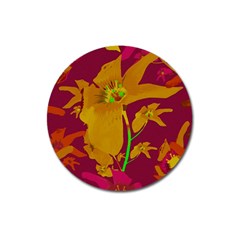 Tropical Hawaiian Style Lilies Collage Magnet 3  (round)