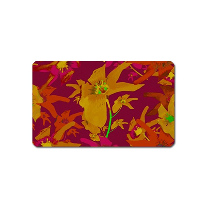 Tropical Hawaiian Style Lilies Collage Magnet (Name Card)