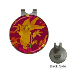 Tropical Hawaiian Style Lilies Collage Hat Clip With Golf Ball Marker