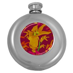 Tropical Hawaiian Style Lilies Collage Hip Flask (round) by dflcprints