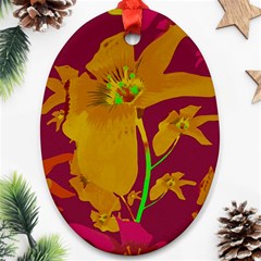 Tropical Hawaiian Style Lilies Collage Oval Ornament (two Sides) by dflcprints