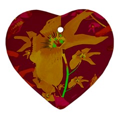 Tropical Hawaiian Style Lilies Collage Heart Ornament (two Sides) by dflcprints