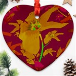 Tropical Hawaiian Style Lilies Collage Heart Ornament (Two Sides) Front