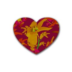 Tropical Hawaiian Style Lilies Collage Drink Coasters (heart) by dflcprints