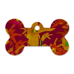 Tropical Hawaiian Style Lilies Collage Dog Tag Bone (two Sided) by dflcprints