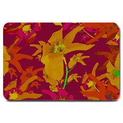 Tropical Hawaiian Style Lilies Collage Large Door Mat by dflcprints