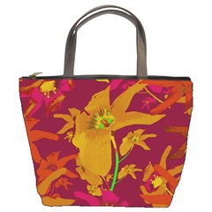 Tropical Hawaiian Style Lilies Collage Bucket Handbag by dflcprints