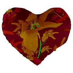 Tropical Hawaiian Style Lilies Collage 19  Premium Heart Shape Cushion by dflcprints