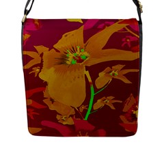 Tropical Hawaiian Style Lilies Collage Flap Closure Messenger Bag (large) by dflcprints