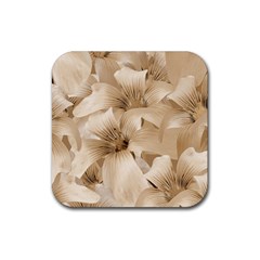 Elegant Floral Pattern In Light Beige Tones Drink Coaster (square) by dflcprints