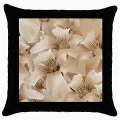 Elegant Floral Pattern In Light Beige Tones Black Throw Pillow Case by dflcprints