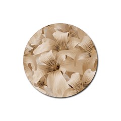 Elegant Floral Pattern In Light Beige Tones Drink Coaster (round) by dflcprints